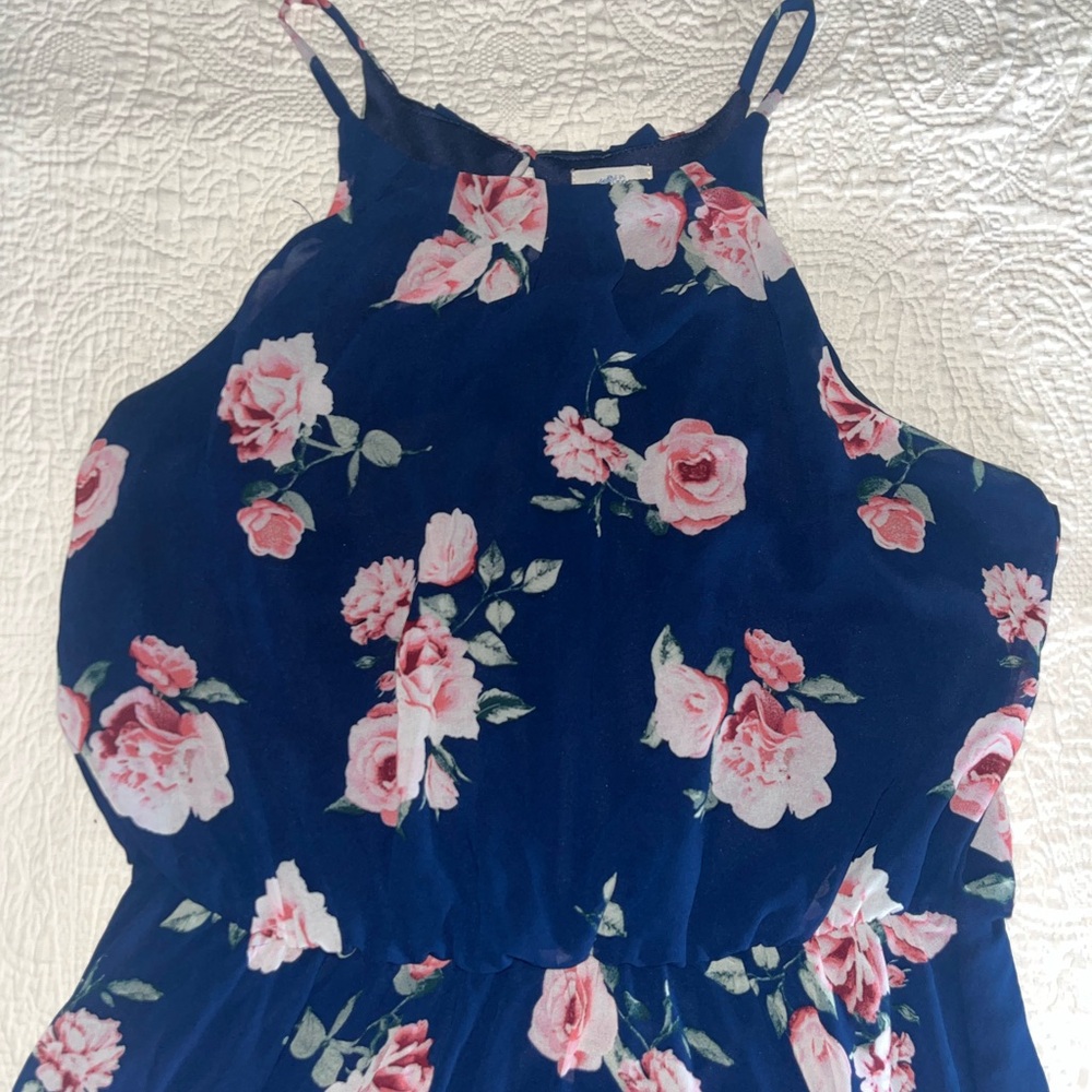 Blue Rain Floral Women's Dress